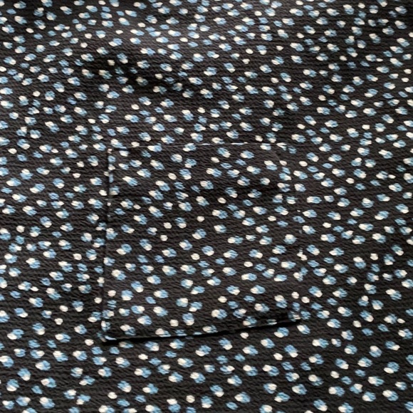 Mango Navy Blue Crew Neck Top With White & Light Blue Specs, Size XS - Picture 4 of 14